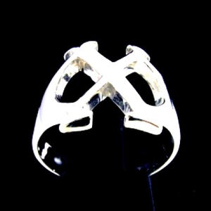 Anillo de plata esterlina con inicial Chi, letra mayúscula del alfabeto griego, plata 925 muy pulida