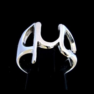 Anillo de plata esterlina con inicial Mu, símbolo de letra del alfabeto griego, anillo unisex de plata 925 altamente pulido