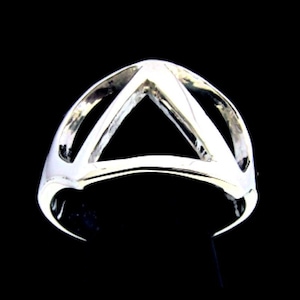 Anillo unisex de plata de ley con inicial Delta y letra mayúscula del alfabeto griego, pulido en plata 925