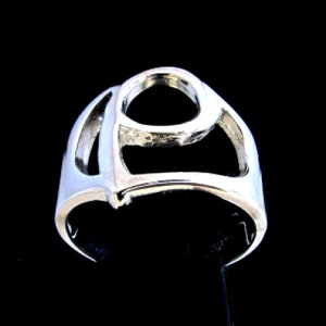 Anillo de plata esterlina con inicial Rho, símbolo de letra del alfabeto griego, anillo unisex de plata 925 muy pulido