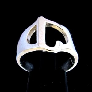 Anillo de plata esterlina con símbolo de letra del alfabeto griego Iota inicial, anillo unisex de plata 925 muy pulido