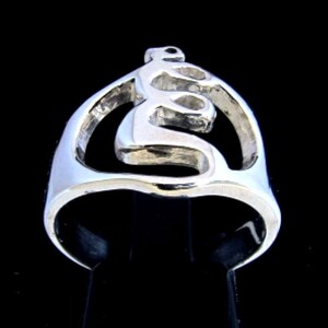 Anillo de plata esterlina con símbolo de letra del alfabeto griego Xi inicial, anillo unisex de plata 925 muy pulido