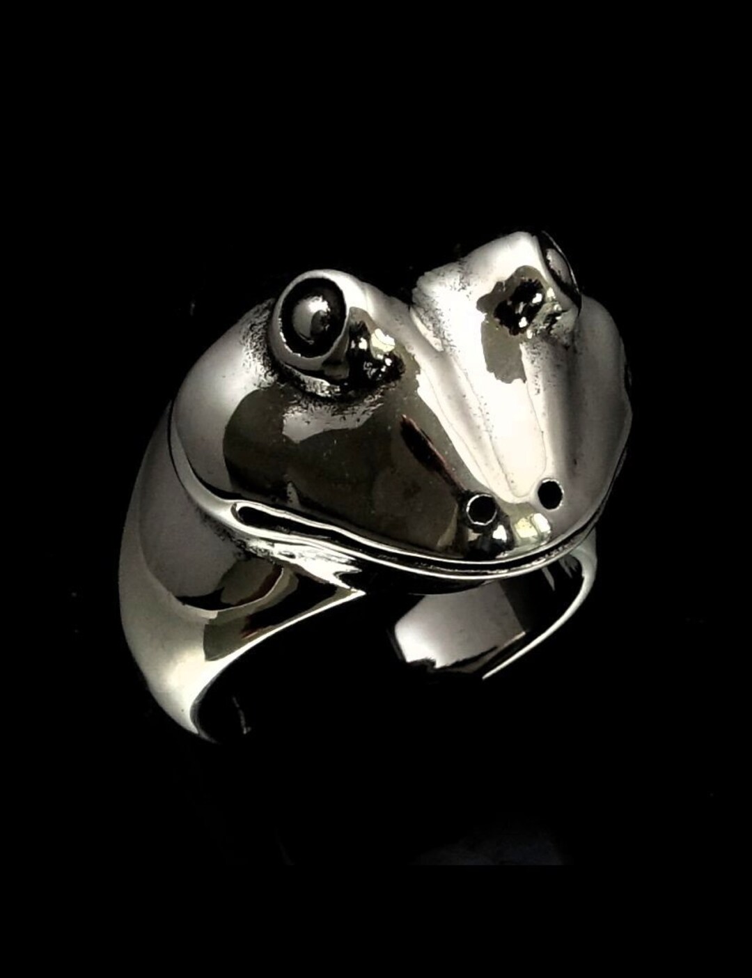 Cute Sterling Silver Animal Ring Toad Frog Head High Polished 925 ...
