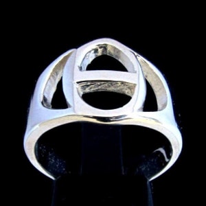 Anillo de plata esterlina con inicial Theta, símbolo de letra del alfabeto griego, anillo unisex de plata 925 altamente pulido