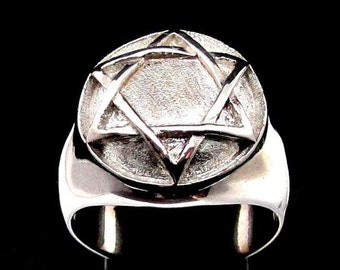 Sterlingzilveren Davidsterring: matte hexagramkoepel