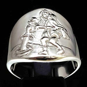 Sterling silver Zodiac ring Aquarius The Water Bearer Horoscope symbol astrology high polished 925 silver