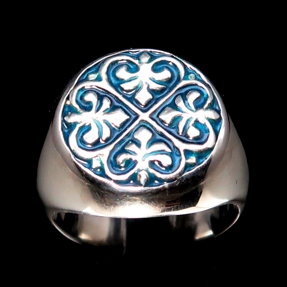 Schöner Silberring Fleur de lis lys 925er Sterling Silber Ring heraldische Lilie