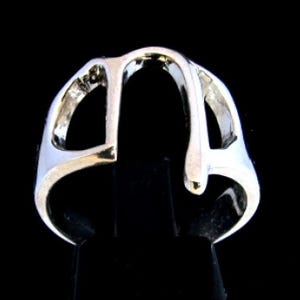 Anillo de plata esterlina con inicial Eta, símbolo de letra del alfabeto griego, anillo unisex de plata 925 muy pulido