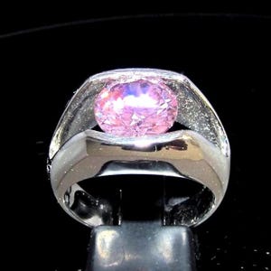 Sterling silver Solitaire ring with a Stunning sparkling Pink CZ stone high polished 925 silver