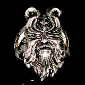 Sterling silver ring The Green Man ancient Celtic Pagan symbol of Rebirth high polished and antiqued 925 silver unisex ring