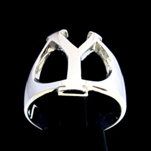 Anillo de plata esterlina con inicial Upsilon, letra mayúscula del alfabeto griego, plata 925 muy pulida