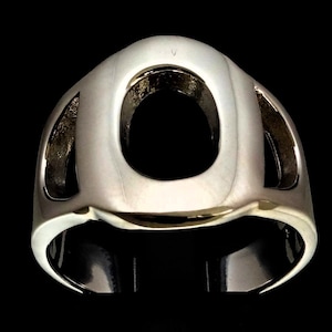 Sterling silver initial O ring alphabet letter high polished 925 silver unisex ring