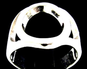 Initiaal Omicron sterlingzilveren ring Grieks alfabet hoofdletter hooggepolijst 925 zilver
