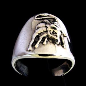 Sterling silver Bullfighter ring Toro Spanish Bull Toreador high polished and antiqued 925 silver