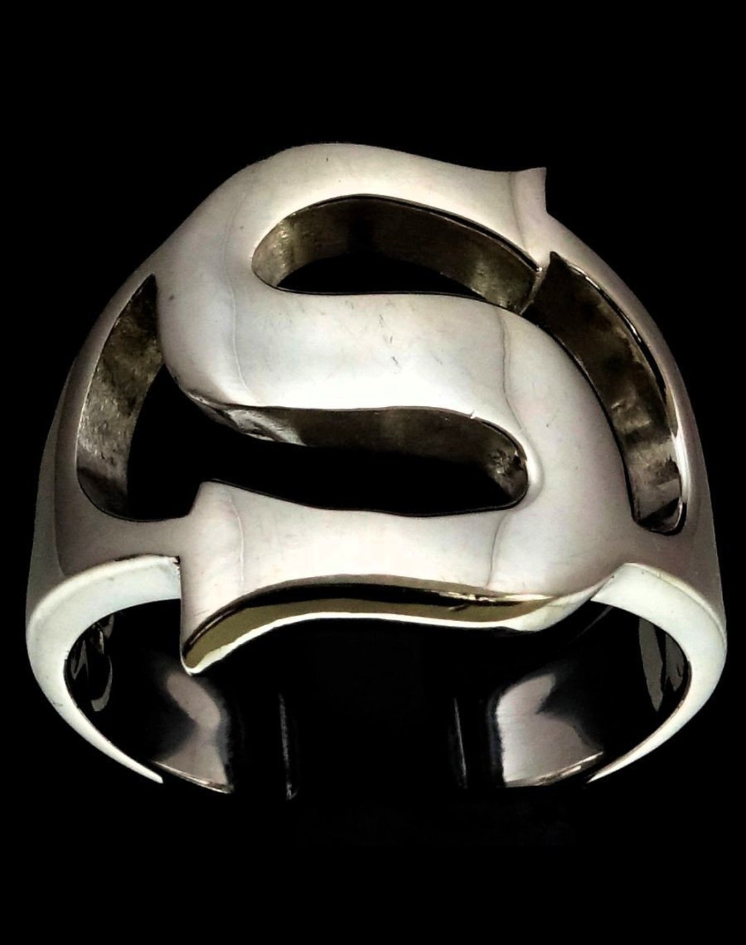 Sterling Silver Initial S Ring Alphabet Letter High Polished 925 Silver ...