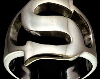 Sterling Silver Initial S Ring - High Polished Unisex Band