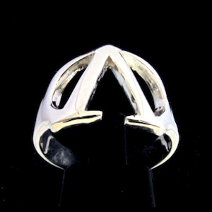 Initial Lambda Sterling Silberring Griechisches Alphabet Großbuchstabe hochpolierter 925er Silber Unisex Ring