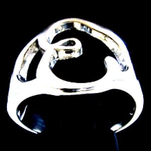 Anillo de plata esterlina con inicial Epsilon, símbolo de letra del alfabeto griego, anillo unisex de plata 925 muy pulido