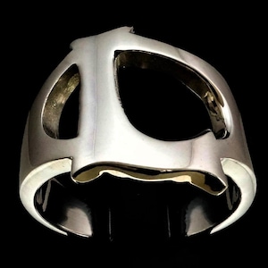 Anillo unisex de plata de ley con inicial L y letra del alfabeto, pulido en plata 925.