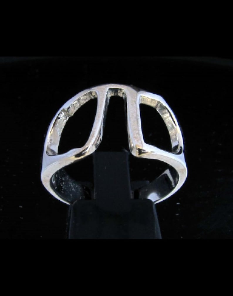 Sterling silver ring initial Pi Greek alphabet letter symbol high polished 925 silver unisex ring