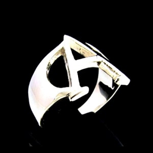 Initial Alpha Sterling Silver Ring Greek Alphabet Capital Letter A High ...