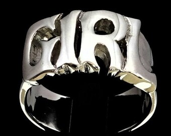 Sterling Silver Girl Ring, Bold Letter Unisex Jewelry