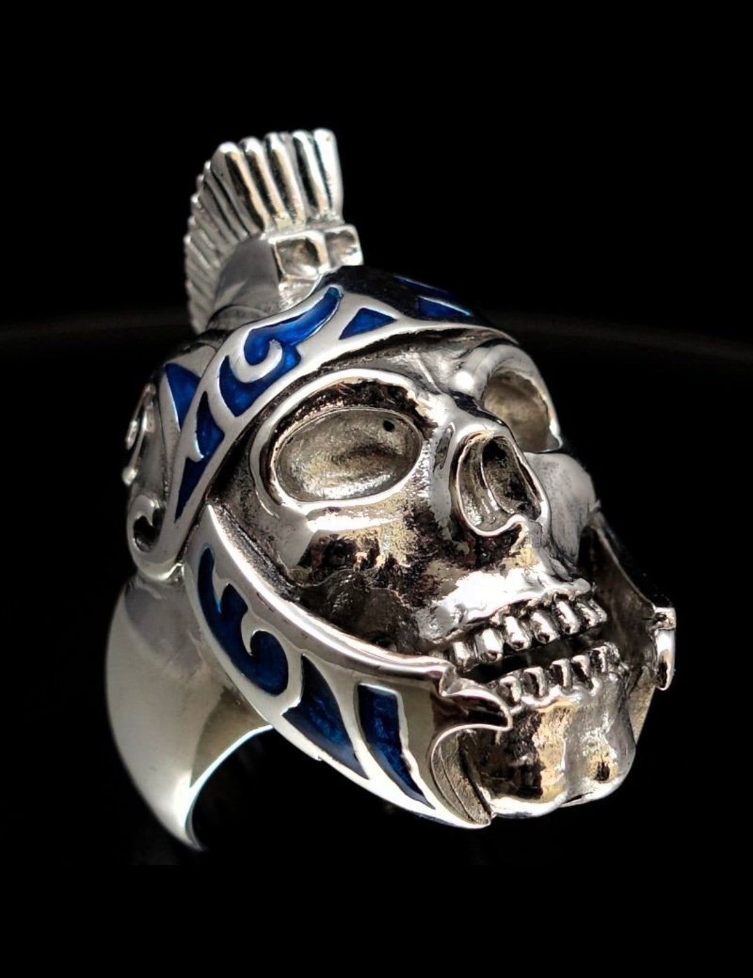 Buy Sterling Silver Skull Ring Roman Gladiator Centurion With Blue Enamel  Helmet High Polished 925 Silver Men's Ring Online in India
