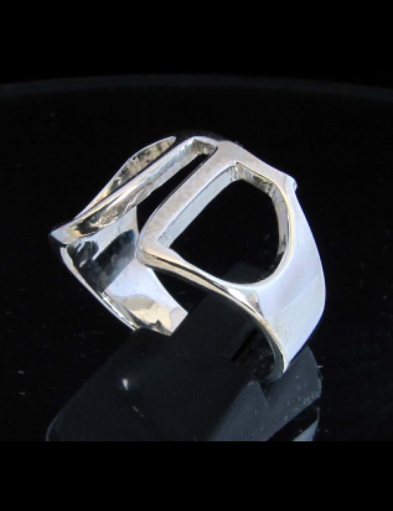 Sterling silver ring initial Pi Greek alphabet letter symbol high polished 925 silver unisex ring