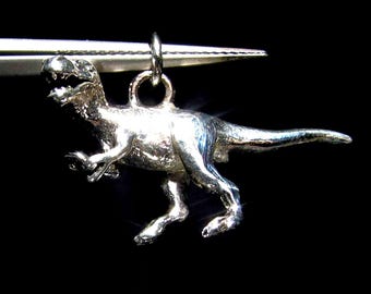 Sterlingzilveren T-Rex-hanger, gepolijste dinosaurusreptielbedel