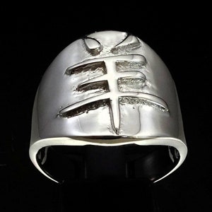 Sterling silver Zodiac ring Sheep Chinese letter symbol high polished 925 silver unisex ring