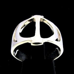Anillo de plata esterlina con inicial Phi, letra mayúscula del alfabeto griego, plata 925 muy pulida