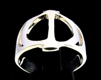 Initial Phi Sterling silver ring Greek alphabet capital letter high polished 925 silver