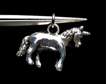 Sterling Silver Unicorn Pendant: High Polished Fantasy Animal Charm