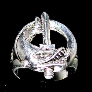 Sterling silver ring French Foreign Legion Army Navy symbol coat of arms France Legion Etrangere high polished 925 silver