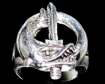Sterling Silver French Foreign Legion Ring: Army coat of arms France Legion Etrangere