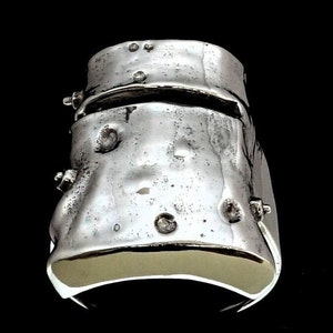 Sterling silver Art Work ring Ned Kelly Mask Australian Bandit high polished 925 silver men&#39;s ring