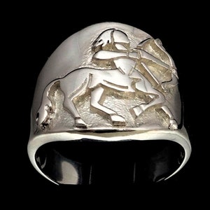 Sterling silver Sagittarius ring Zodiac Horoscope symbol Fire Star sign high polished 925 silver