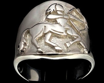 Anillo de plata de ley Sagitario Símbolo del horóscopo del zodiaco Signo de fuego Plata 925 altamente pulida