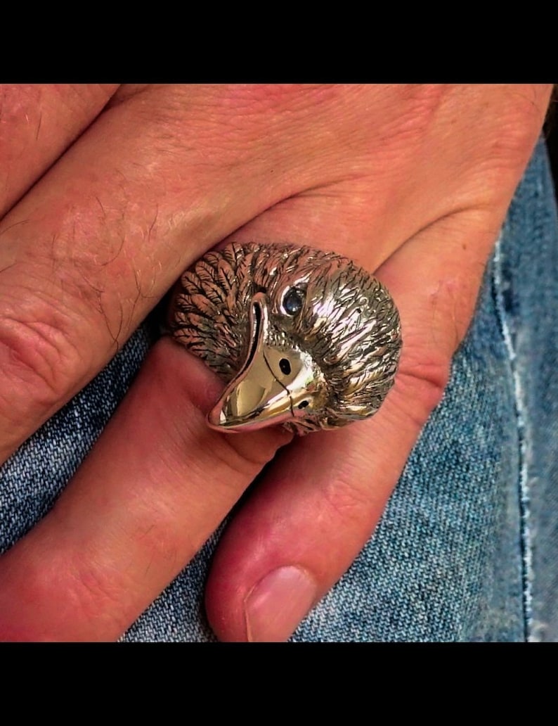 Sterling silver Eagle ring Bird of Prey with 2 Sparkling White CZ Eyes high polished 925 Sterling silver animal ring