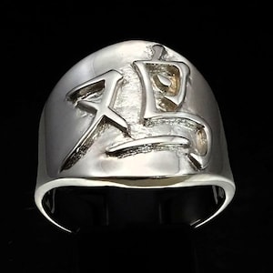 Sterling silver Zodiac ring Rooster Chinese letter symbol high polished 925 silver unisex ring