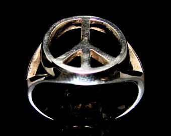Sterling Silver Peace Symbol Ring: Anti War symbol High Polished Unisex Jewelry