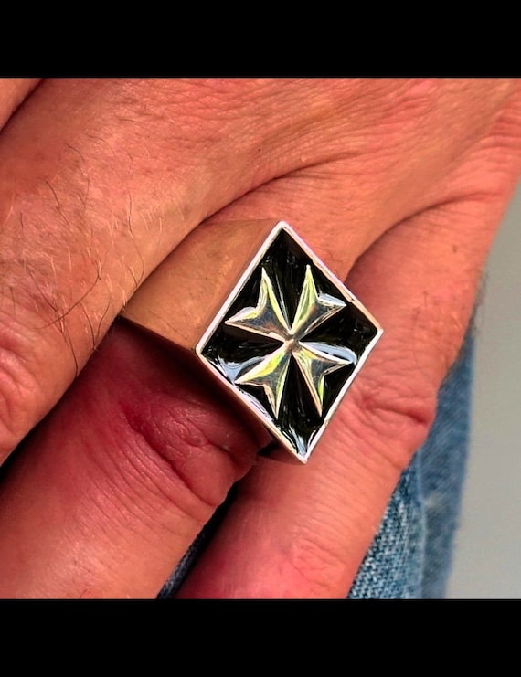 Sterling Silver Maltese Cross Ring: Knights Hospitaller, Malta
