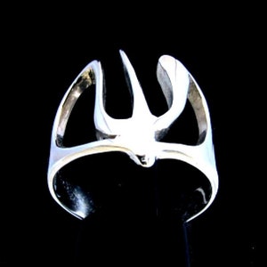 Anillo de plata esterlina con inicial Psi, símbolo de letra del alfabeto griego, anillo unisex de plata 925 muy pulido