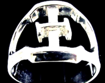 Sterlingzilveren initiaal Xi-ring - Griekse letter, uniseks band