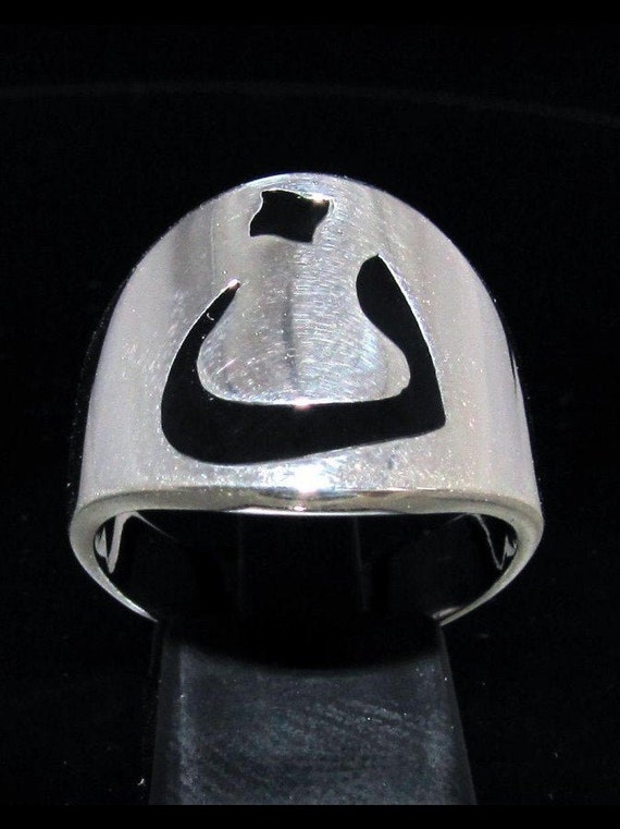 Sterling Silver Initial Ring Arabic Letter Nun Nuun Nonou - Etsy