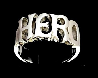 Sterlingzilveren 'held'-ring, uniseks sieraden met vetgedrukte letters
