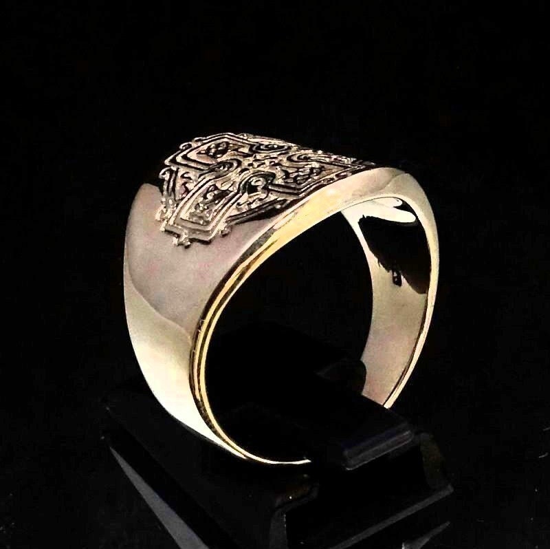 Sterling Silver Ring Celtic Cross Runes Irish Knot Ireland - Etsy