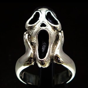 Sterling silver Art work ring The Scream inspired by Munch high polished and antiqued Sterling silver 925