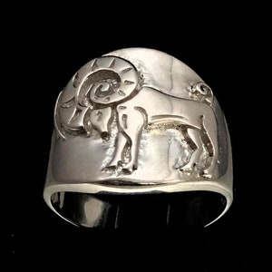 Bague Bélier en argent sterling, zodiaque, horoscope, symbole bélier, étoile de feu, argent 925 poli