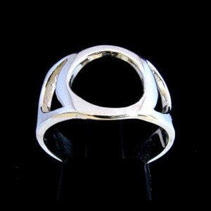 Anillo de plata esterlina con inicial Omicron, símbolo de letra del alfabeto griego, anillo unisex de plata 925 muy pulido